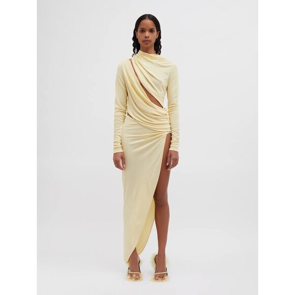 Christopher Esber Framed Drape Slice Dress Butter